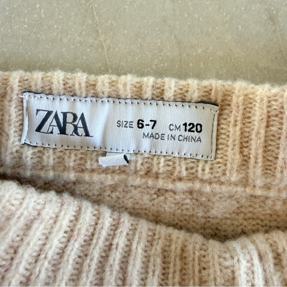 Zara Girls Beaded Knit Skort Sweater Skirt Cream Ecru Bow Embellished Size 6-7 - Picture 6 of 8